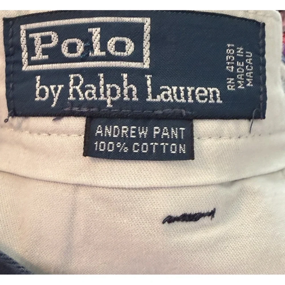 VTG Polo Ralph Lauren Andrew Pleated Pants Navy Blue  Cotton Mens 38 X 31